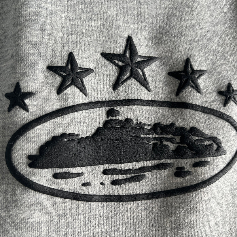 Corteiz 5 Starz Alcatraz Hoodie - (GREY) - Image 2