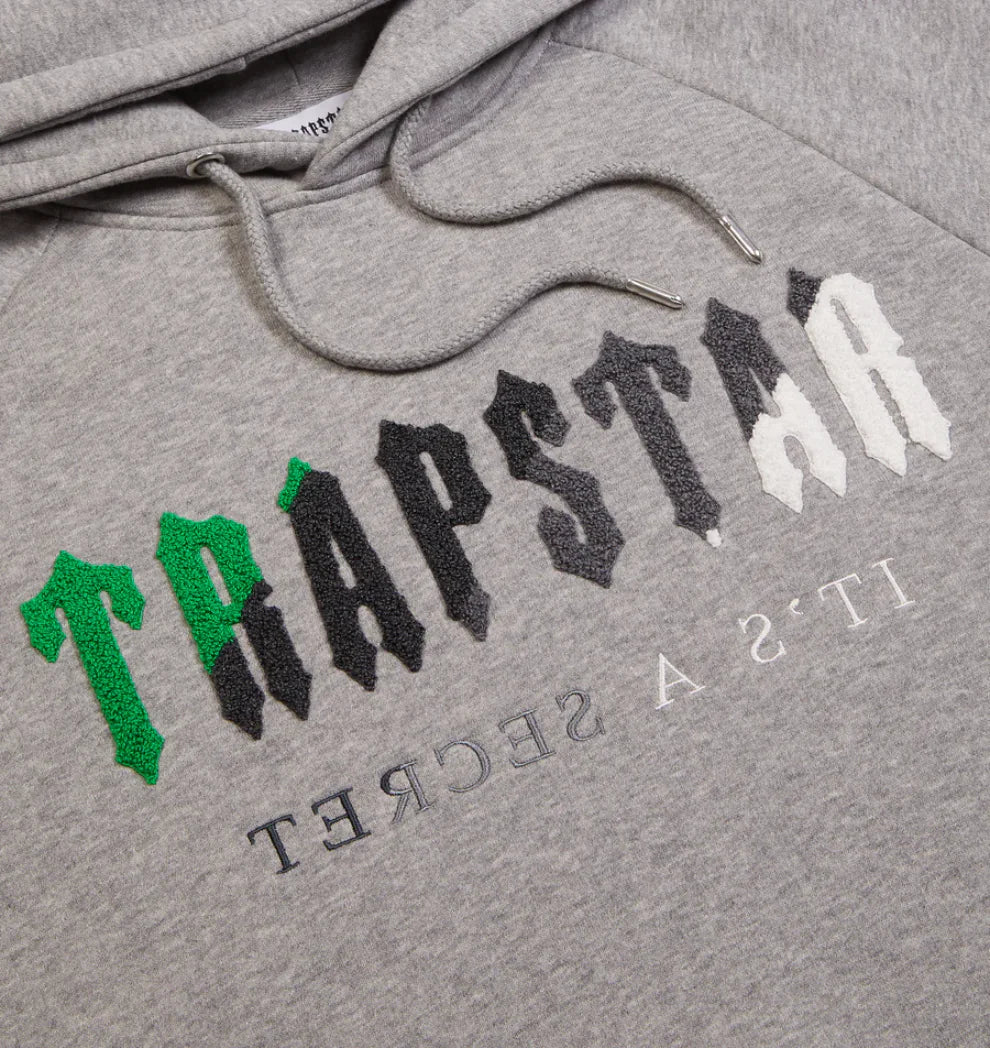 Trapstar Chenille Decoded Hooded Tracksuit - Grey/Green Bee - Image 3