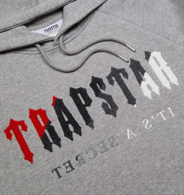 Trapstar Chenille Decoded Hooded Tracksuit - Grey/Red - Image 3