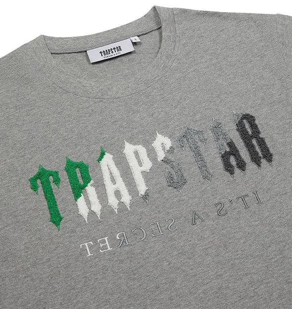 Trapstar Chenille Decoded Short Set - Grey/Green - Image 3