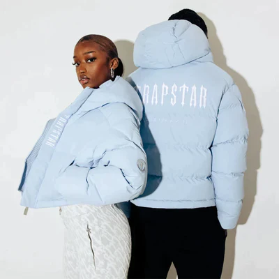 Trapstar Women's Decoded Hooded Puffer Jacket - Baby Blue - Image 3